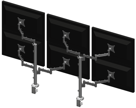 6 monitor mounts dual post